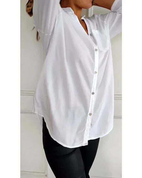 Fay™ | Casual blouse met knopen en pailletten